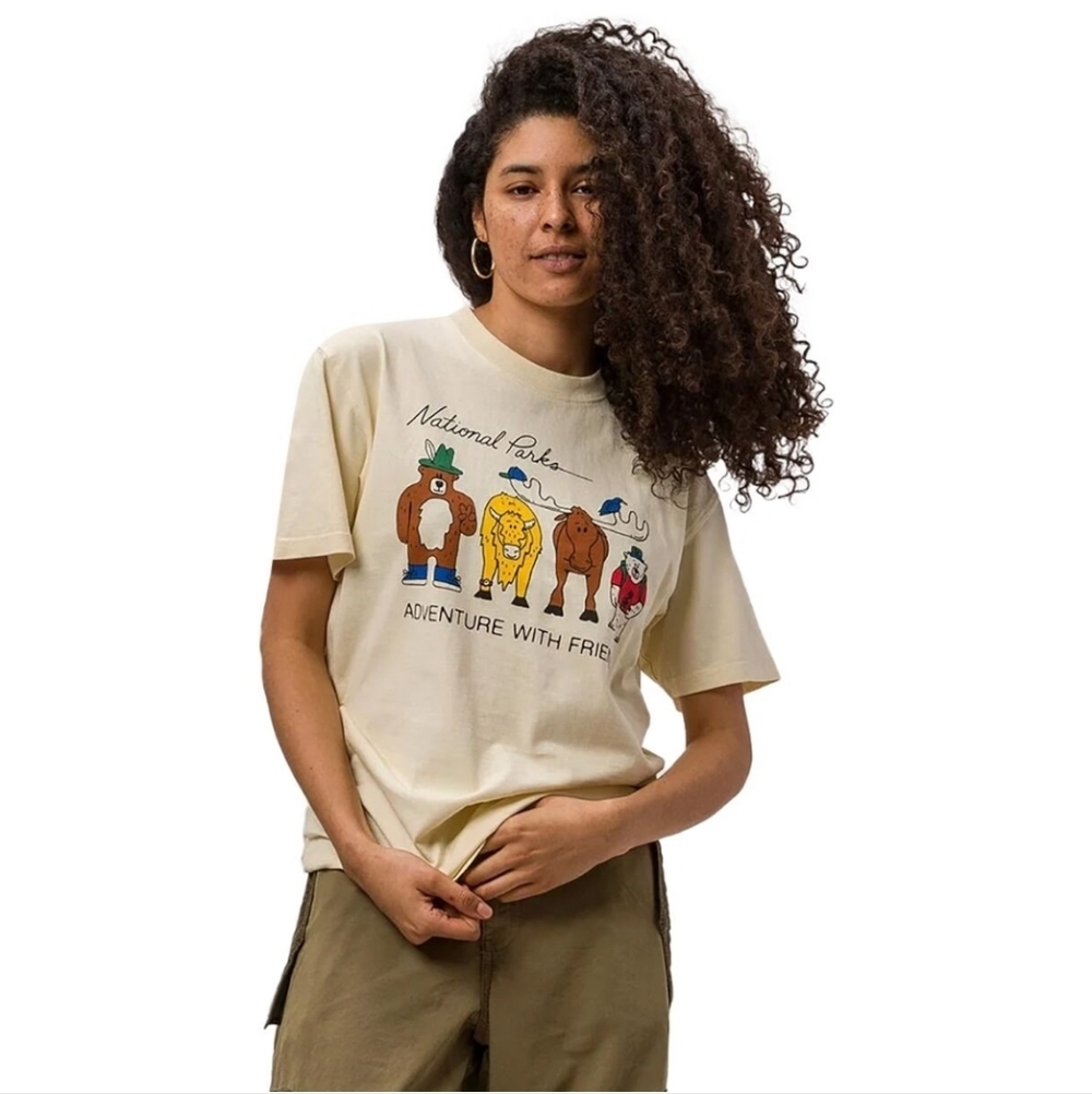 Parks Project Graphic Tee with Colorful Animal Print Adventure With Friends Sz M